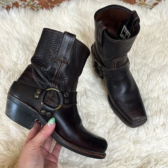 Frye | Shoes | Frye Dark Brown Leather Harness Ankle Boots  display picture 1